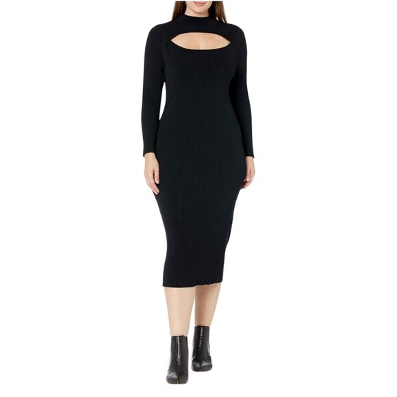 The Drop NWOT Chantal Midi Bodycon Fitted Cutout Rib Dress Black Size M - Picture 6 of 10